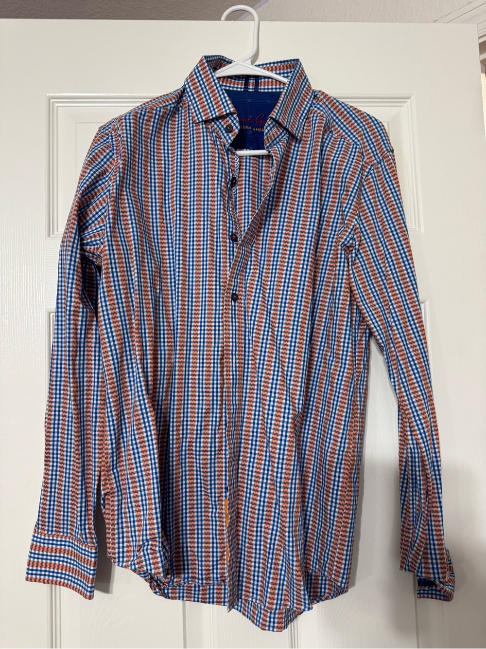Robert Graham Blue & Orange Check Button-Down Shirt